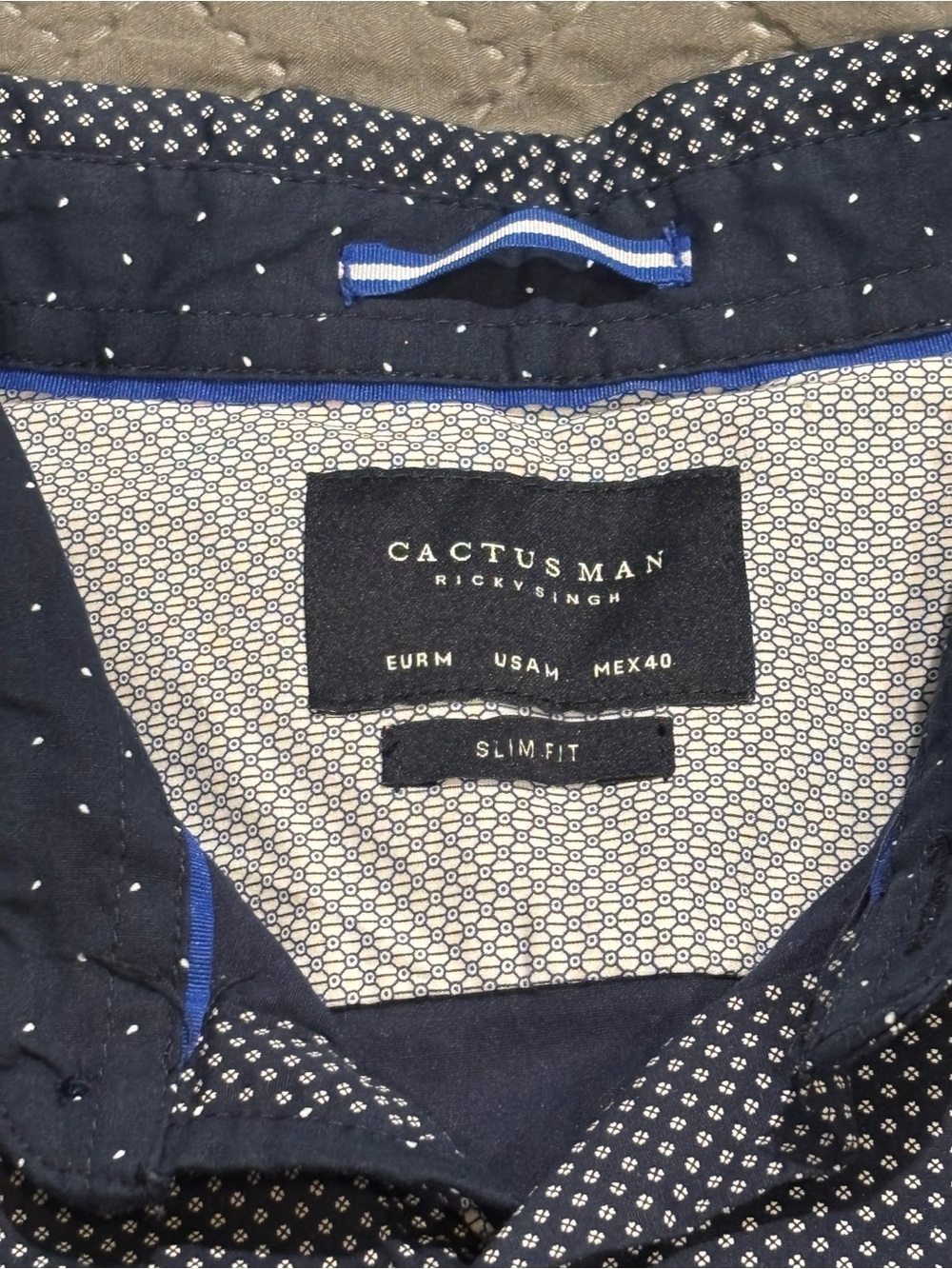 Men's Slim Fit Navy Microdot Shirt Jacket by Cactusman